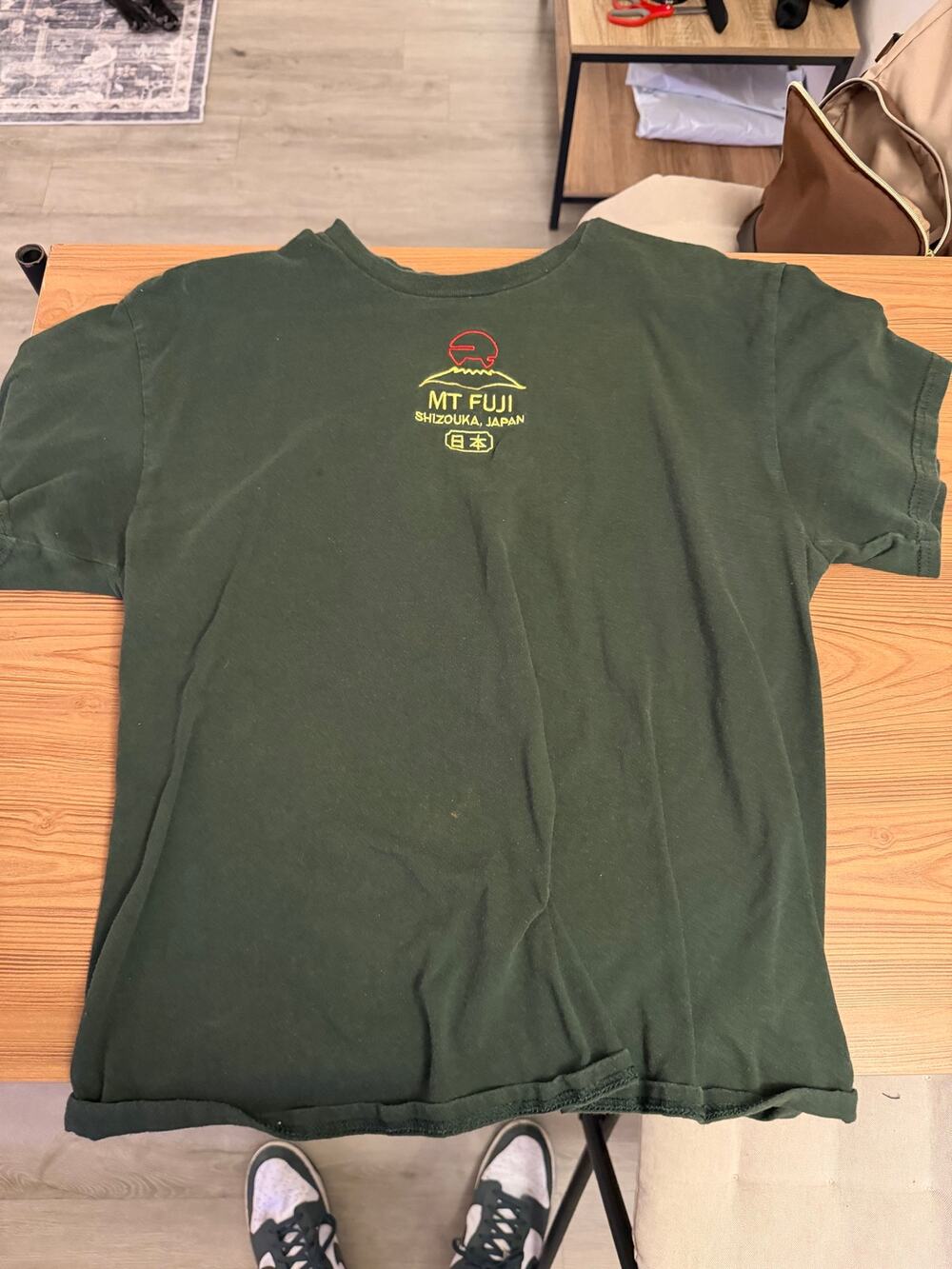 Dark Green Mt Fuji Japan Embroidered Tee